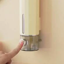 Luxury Soap Dispenser, Wall-Mounted Sensor Soap Dispenser, Bathroom Handwash Foaming Soap Dispenser, Storage Rack, Pump Soap Dispenser - Wall-Mounted, Foam Hand Wash And Shampoo Bottle, Suitable For Bathroom Organization - Creamy Yellow - View 5