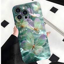 2026 nueva funda de teléfono esmerilada, funda de teléfono con diseño de patrón de mariposa y reflejo de agua para  17 15 Pro Max,  17 14 Pro,  17 13, funda de protección para teléfono  Galaxy S23 S22 S21, regalo de funda de pareja para novio y novia, presente de vacaciones - Azul Klein - Ver 4