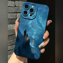 2026 nueva funda de teléfono esmerilada, diseño de aventura en la montaña de noche estrellada para  17 14 Pro Max  17 13  17 12  Galaxy S23 S22 S21 funda de protección para teléfono, funda de pareja, regalo para novio novia, regalo de vacaciones - Azul Klein - Ver 1