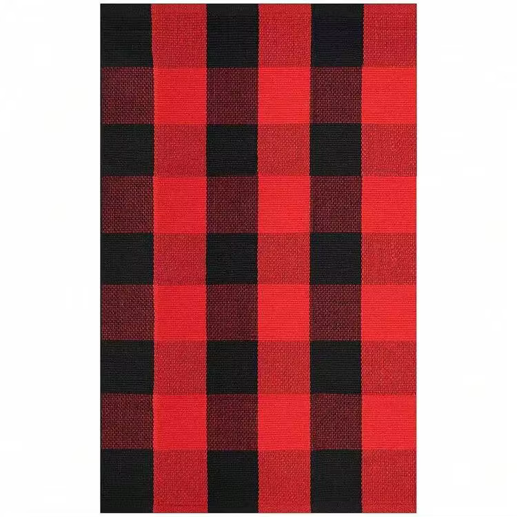 IOHOUZE Christmas Buffalo Plaid Rug 2x3 Ft Outdoor Indoor Doormat Red Black Checker Washable Area Rug Woven Cotton Checkered Front Porch Mat Christmas Decor For Front Door Entryway Home Entrance,One-Size,RedandBlack2x3Rectangular - RedandBlack2x3Rectangular - View 9