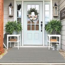 IOHOUZE Black Beige Striped Rug -4'x6' Front Door Rugs Outdoor, Washable Area Rug For Double Front Porch, Large Patio Rug Outdoor Indoor, Doormat For Entryway Porch Entrance,One-Size,LightBeigeFFBlackssstripe4x6Rectangular - LightBeigeFBlacksstripe4x6Rectangular - View 1