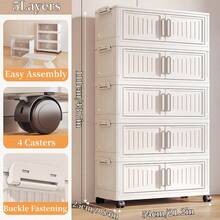 Collapsible Stackable Storage Bins With Lids - Versatile Toy Storage Containers & Plastic Storage Containers For Garage Storage, Aesthetic Home Decor Organization System For Bedroom Bathroom Kitchen Office Dorm, Foldable Storage Bins For Clothing Shoes Books Daily Essentials & Travel Use - 白色 - 查看 7