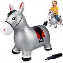 Caballo Hinchable para Saltar, Tolva Inflable de Animales para Niños. Bouncy Boing, Inflatable Hopping Farm Animals con Air Pump, Bouncing y Active Play para Niñas y Niños (Gris Plata),36985813 - Naranja Coral - Ver 1