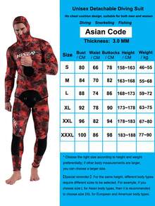 HISEA 3.0mm Women's Neoprene Freediving Wetsuit; Men's Two-Piece Freediving And Hunting Wetsuit; Hooded Diving Wetsuit - Red - View 13