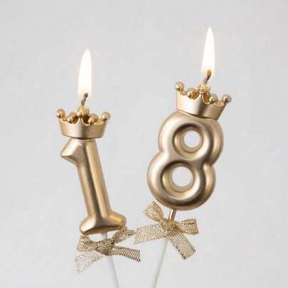 创意皇冠蝴蝶结数字生日蜡烛，生日蛋糕装饰插牌，多种数字组合和颜色可选。由于光线、显示器和长途运输等原因，产品可能存在轻微色差和潜在损坏。