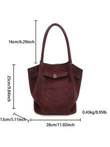 Dedoo 欧美小众设计麂皮水桶包，带扣设计，女士街头风手提包，适合秋冬季购物、通勤、聚会和送礼。 - 咖啡 - 查看 10