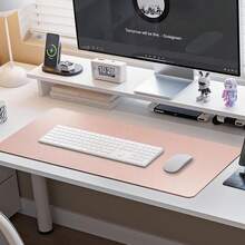 1件装纳帕皮革桌垫，鼠标垫，办公桌垫，防滑PU皮革吸墨垫，笔记本电脑桌垫，皮革鼠标垫，防水皮革易清洁键盘垫鼠标垫，美甲桌垫，柔软超细纤维PU皮革美甲垫，可折叠美甲休息垫，可重复使用的桌面美甲垫，亚克力美甲桌垫，防水桌面书写垫，适用于办公室（粉色和黑色） - 彩色 - 查看 5