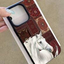 1个复古优雅白马图案TPU手机壳，兼容 17 Pro Max/17/16 Pro Max/15/13/12/11、S20 FE/A15/S24/A55、Redmi Note 11/12/13 Pro，全包防震软保护套 - 黑色 - 查看 4