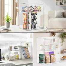 Acrylic Display Case For Collectibles, Clear Storage Bin With 3 Adjustable Layers And 1 Removable Divider, Stackable Clear Storage Box With Magnetic Door For Figures, Home Or Office,Large,L-1Pack - L-1包裝 - 查看 7