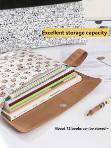 1 Piece, 2025 New Capybara File Bag, Student Cartoon Pen Bag, High-Value Storage Bag, Large-Capacity Stationery Bag, Zipper Test Paper Storage Bag, - Multicolor - View 5