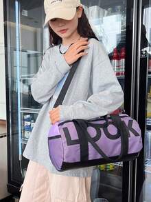 Large Capacity Lightweight Travel Sports Gym Bag, Luggage Backpack, Yoga Bag, Short Trip Bag, Fashionable Cylindrical Gym Bag - Multicolor - View 8