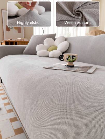 1件装四季通用弹力雪尼尔沙发套，防滑全包覆式沙发座垫套，可机洗防尘沙发保护套，宠物友好型家居装饰，适用于卧室、办公室、客厅