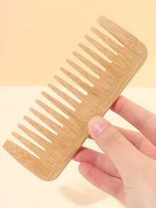 1pc Wide-Tooth Bamboo Hair Comb, For Brushing And Styling Hair - Multicolor - View 8