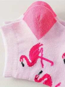 5 Pairs Flamingo Cartoon Animal Colorful Unisex Ankle Socks, Versatile Low-Cut Short Socks For Spring/Summer - Multicolor - View 4