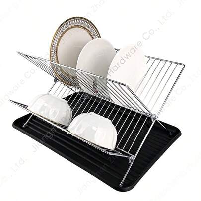 Foldable Kitchen Dish Drying Rack, Dish Drainer Holder For Plates, Bowls, Cups And Utensils