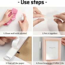 Conjunto de Tiras para Pendurar Quadros de Uso Pesado, Equipado com Fita Adesiva Dupla Face Super Resistente, Pode Ser Colado Sem Pregos, Adequado para Arte de Parede, Linhas de Energia, Escolas, Suprimentos Domésticos e de Escritório. - Multicolorido - Visão 7