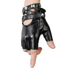 Fingerless Gloves For Women Black PU Leather Punk Rock Gloves Halloween Cosplay Half Finger Accessories Biker Driving Motorcycle Gothic Glove - 如圖所示 - 查看 6