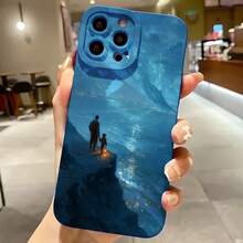 2026 nueva funda de teléfono esmerilada, diseño de aventura en la montaña de noche estrellada para  17 14 Pro Max  17 13  17 12  Galaxy S23 S22 S21 funda de protección para teléfono, funda de pareja, regalo para novio novia, regalo de vacaciones - Azul Klein - Ver 7