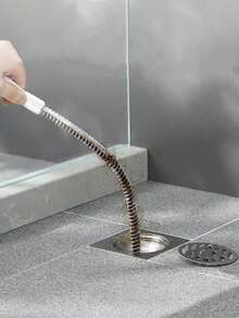 3pcs (45cm) Drain Cleaning Tool Set, Includes Flexible Drain Snake And Brush, Effectively Removes Hair Clogging From Sink, Shower, And Bathtub, Suitable For Kitchen And Bathroom Home Decor, Great For Back To School, Christmas, Halloween, And Christmas Eve - White - View 6