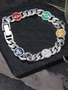 1pc Five Wealth Gods Linked Bracelet, Style Fashion High-End Versatile Bracelet