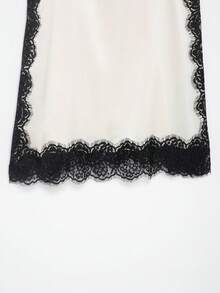 DEEKA Summer New Women's Fashion Elegant Satin Lace Blouse - White - View 10