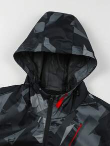 Plus Size Men's Jacket, Plus Size Casual Sports Jacket, Plus Size Hooded Sweatshirt, Plus Size Hooded Jacket Spring - Multicolor - View 3