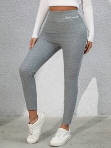 1pc Winter Sport Leggings High Waist Thick Pants Letter Embroidery Velvet Thick Thermal Pants Fleece Legging Winter Clothes Women  Women's Winter Clothing Of Women's Winter Clothing Women's Winter Fashion Women's Winter Promotion Of Women's Winter Clothing Christmas   Conjunto Deportivo  Leggings Para Mujer  Licras Para Mujer  Joggers Women  Jogger Para Mujer  Leggings For Women  Yoga Pants Gym Set   Leggings Set - 灰色升級款 - 查看 4