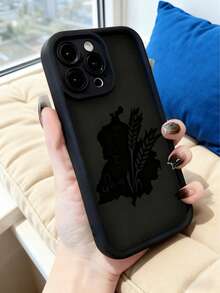 1pc Creative Cool Black Leaf Map Pattern Phone Case, IMD Shock-Proof Anti-Slip Protective Cover, Compatible With IPhone 16/11/13/15/15 Plus/15 Pro/15 Pro Max/12/14 Pro Max/11 Pro Max/12 Pro/12 Pro Max/13 Pro/13 Pro Max/14 Pro/14 Plus And Galaxy - Black - View 2