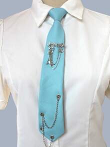 1pc Women's Tassel Chain Tie-Free Collar, Suitable For Casual, School, Street, And Daily Wear