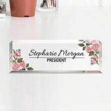 1pc Personalized Acrylic Custom Name Plates For Office Desks,Customize Text,20 Styles,Office Nameplate Engraved With Flower Patterns,Custom Desk Name Plate Personalized, Acrylic Name Plate For Desk, Office Desk Decor For Women And Men - Multicolor - View 30
