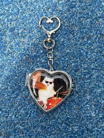 1pc Metal Key Chain With Heart Shaped Mirror Y2k Style Bag Pendant Sweet Cool Fashion Pendant Keychain Bag Charm Purse Charm Keyring