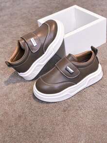 1双男女通用简约平底软底防滑休闲运动鞋，时尚百搭儿童帆布鞋，适合春、夏、秋、冬四季穿着 - 棕色 - 查看 3