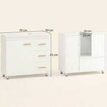 Bathroom Vanity Unit, 3-Tier Model, MDF, Particle Board, White - White - View 3