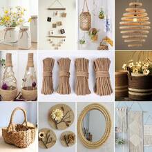 10毫米厚黄色黄麻绳，32.81英尺长，3/8英寸直径，坚固耐用，适用于手工制作、猫抓柱、园艺、农舍装饰、家居装饰等。