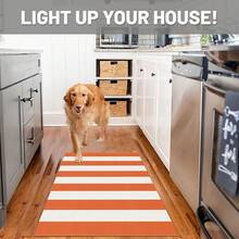 IOHOUZE Fall Door Mat 27.5inch X 43inch Orange White Striped Area Rug Washable Front Porch Rug Striped Door Mat Outside Entrance Entryway Doormat For Fall, Halloween, Than1ks 1giving Porch Decor,One-Size,OrangeWhiteStripe24inchx38inchRectangular - 橙白條紋 24吋x38吋長方形 - 查看 4