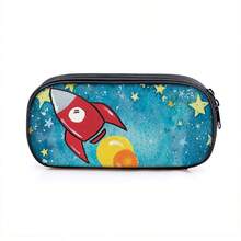 Rocket Cartoon Shaped Student Pencil Case, Large Capacity Design With Layered Storage, Easily Holds Pencils, Erasers, Rulers And Other Stationery. Essential School Supplies For Daily Use, Outdoor Sketching, Office Desk Organization,Bag - Multicolor - View 14