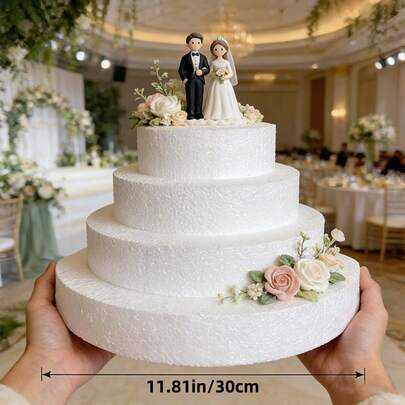 Set de 4 panouri rotunde din spumă, pentru realizarea de torturi false, model DIY pentru cofetărie, potrivit pentru decor de nuntă, model școlar, plăci din spumă care pot fi pictate și sculptate