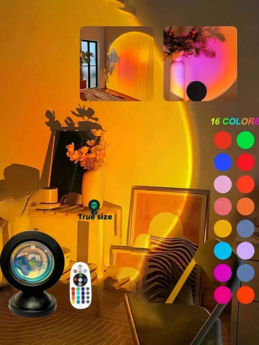 1pc LED Sunset Ambiance Night Light, USB Powered With Remote Control, For Home Decor, Bedroom, Living Room, Dining Room, Cafe, Yard, Wedding, Photography Backdrop, Suitable For Valentine's Day, Father's Day, Mother's Day, Birthday Gift - Egg-shaped Sunset Lamp - View 1