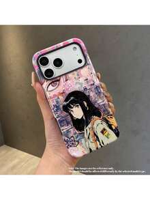 Funda de teléfono SamsungA 1pc Anime Girl con impresión de fondo de ciudad, hecha de una carcasa protectora duradera de PC+ dos en uno.Su diseño robusto de doble capa ofrece excelente protección contra caídas y resbalones, compatible con iPhone 17/16/15/14/13/12/11 Pro y 17 P. - Blanco - Ver 7