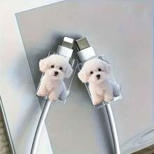 2/4/8pcs Cartoon Puppy & Owl Pattern Cable Protector, Cute & Fashionable Saver, Acrylic Material, Protect Charging Head, Earphone, Phone Cables From Breaking, Extend Data Cable Lifespan, Compatible With Android Type-C/Apple 20W Fast Charging Cable - Multicolor - View 4