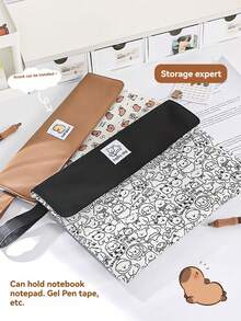 1 Piece, 2025 New Capybara File Bag, Student Cartoon Pen Bag, High-Value Storage Bag, Large-Capacity Stationery Bag, Zipper Test Paper Storage Bag, - Multicolor - View 1