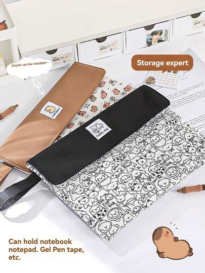 1 pieza, Bolsa de archivo de Capibara 2025 nueva, Bolsa de lápices de dibujos animados para estudiantes, Bolsa de almacenamiento de alto valor, Bolsa de papelería de gran capacidad, Bolsa de almacenamiento de exámenes con cremallera