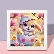 1pc [11.8*11.8in/15.7*15.7in] 5D Acrylic Diamond Painting Kit, Rabbit And Chick Pattern, Suitable For Adult Beginners DIY Mosaic Diamond Art, Full Drill Handmade DIY Diamond Painting For Living Room, Bedroom, Office Wall Decor, Surprise Art Home Decor Gift For Family And Friends - Multicolor - View 4