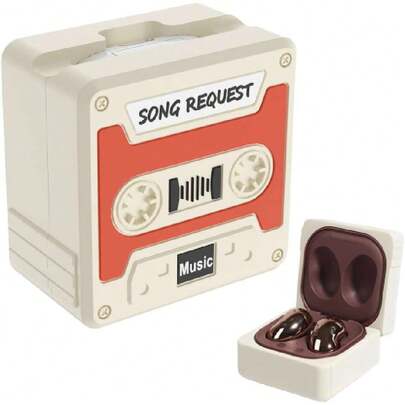 Funda Protectora de Silicona Galaxy Buds 2 FE, Estuche para Auriculares  Galaxy Buds Live/Buds 2/Pro/2 Pro/Buds FE, Lavable, Antihuellas, Casete Retro (Color Naranja),37005617