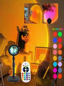 LED Sunset Lamp Projector, Bedroom Living Room Decor Photo Background Gadget, Halloween/Christmas Decoration, Office Desk Accessory, Camping/Party/Birthday Mood Booster, Wall Decor Romantic Gift, One-Button Cozy Scene Creation! - Multicolor - View 16