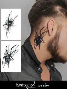 STARTTOOS 6pcs/2pcs Semi Permanent Men's Tattoo Stickers, Temporary Fake Tattoo Stickers With Dark Gothic Style Snake And Spider Patterns, Suitable For DIY Carnival, Valentine's Day, Party Gifts, Body Decoration For 1-2 Weeks, Non Fading, Non Reflective, Waterproof And Realistic Tattoo Stickers For Wrists, Ankles, Shoulders, Necks, Collarbones - Halloween - View 14