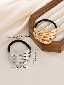 2 chiếc dây buộc tóc hình trái tim bằng kim loại, phụ kiện tóc tối giản, thanh lịch, thời trang, phù hợp cho nhiều dịp, dùng để buộc tóc đuôi ngựa, chun buộc tóc, dây chun giữ tóc, dây buộc tóc. - Nhiều màu - Xem 17