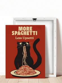 1幅“饿猫意大利面”图案海报，幽默海报，趣味厨房墙饰，复古趣味浣熊意大利面海报，幽默厨房墙饰，节日礼物，卧室装饰，客厅装饰，办公室装饰，餐厅装饰，墙饰，家居装饰，房间装饰，帆布墙饰，海报，带框墙饰，可选画框 - 彩色 - 查看 18