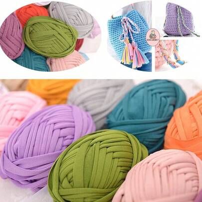EDCUEBE7 1/3 szt. elastycznej tkaniny szydełkowej na koszulkę, nadaje się do samodzielnego tkania, gruba przędza spaghetti, nadaje się do ręcznie robionych toreb, koców, poduszek i innych projektów szydełkowych, do wystroju wnętrz
