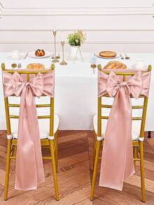 10pcs Rose Gold Satin Bow Chair Back Decor, Satin Bow Chair Decoration, Suitable For Home, Kitchen, Reception, Restaurant, Events, Parties, Hotel Decoration - Rose Gold - View 6